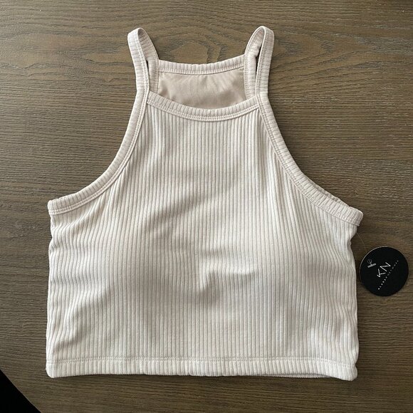 Klassy Network High Neck Brami Crop Top - Cream, Size Small - Picture 4 of 4